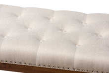 Load image into Gallery viewer, Baxton Studio Ainsley Modern and Contemporary Light Beige Fabric Upholstered Walnut Finished Solid Rubberwood Bench
