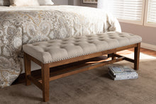 Load image into Gallery viewer, Baxton Studio Ainsley Modern and Contemporary Light Beige Fabric Upholstered Walnut Finished Solid Rubberwood Bench
