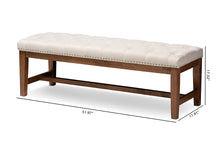 Load image into Gallery viewer, Baxton Studio Ainsley Modern and Contemporary Light Beige Fabric Upholstered Walnut Finished Solid Rubberwood Bench
