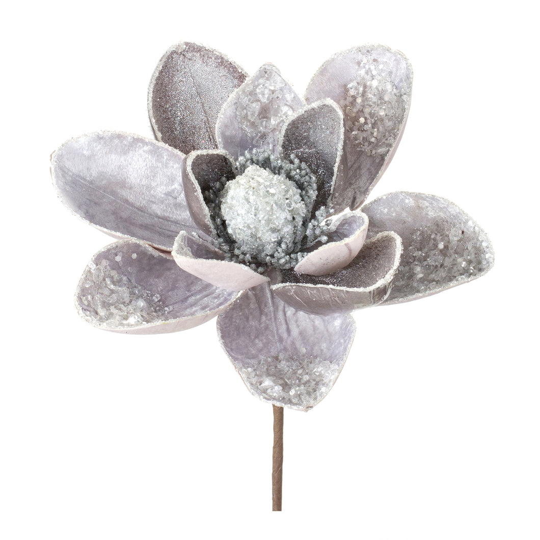 Glittered Magnolia Flower Stem (Set of 2)