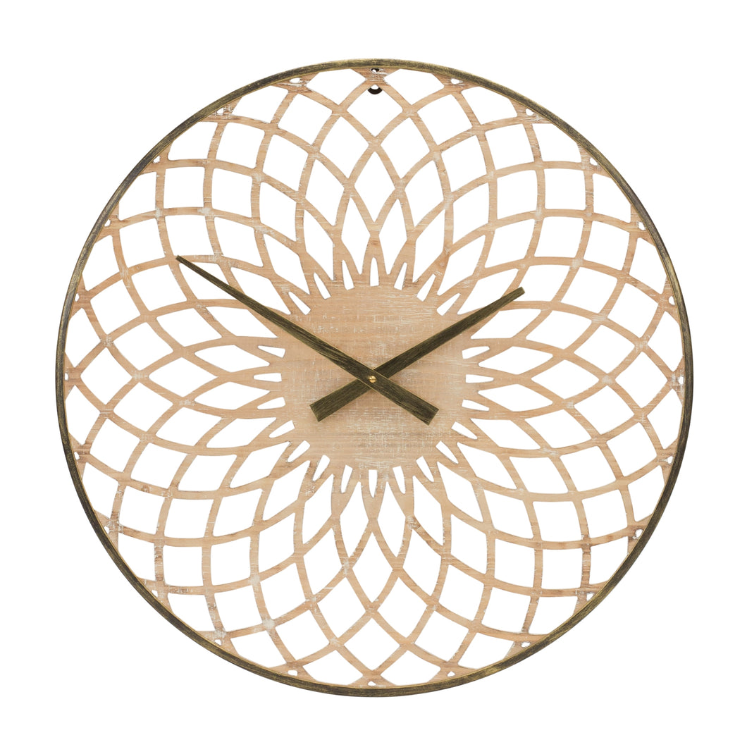 Round Lattice Wood Wall Clock 23.75