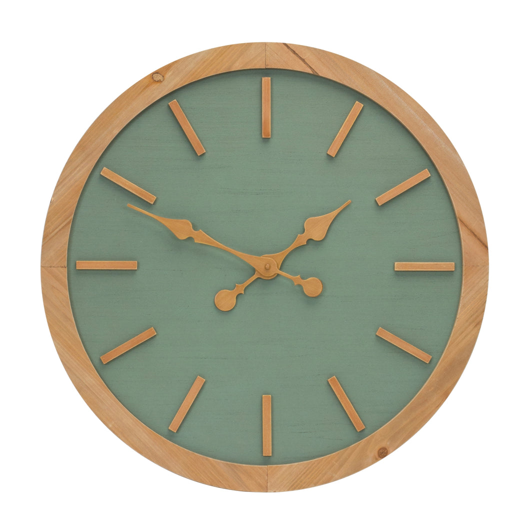 Sage Green Wood Wall Clock 24