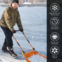 Load image into Gallery viewer, Folding Snow Pusher Scoop Shovel with Wheels and Handle-Orange
