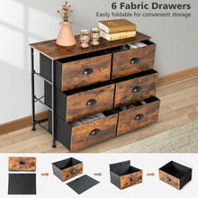 Load image into Gallery viewer, 6 Fabric Drawer Storage Chest with Wooden Top-Rustic Brown
