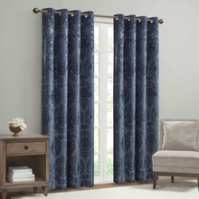 Load image into Gallery viewer, Amelia Knitted Jacquard Paisley Total Blackout Grommet Top Curtain Panel - SS40-0206
