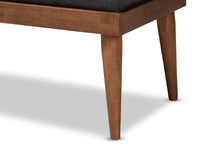 Load image into Gallery viewer, Baxton Studio Linus Mid-Century Modern Dark Grey Fabric Upholstered and Button Tufted Wood Bench
