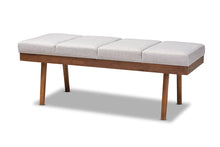 Load image into Gallery viewer, Baxton Studio Larisa Mid-Century Modern Grayish Beige Fabric Upholstered Wood Bench
