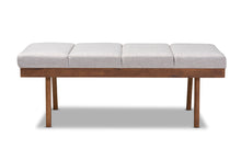 Load image into Gallery viewer, Baxton Studio Larisa Mid-Century Modern Grayish Beige Fabric Upholstered Wood Bench
