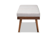 Load image into Gallery viewer, Baxton Studio Larisa Mid-Century Modern Grayish Beige Fabric Upholstered Wood Bench
