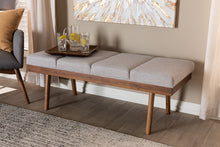 Load image into Gallery viewer, Baxton Studio Larisa Mid-Century Modern Grayish Beige Fabric Upholstered Wood Bench
