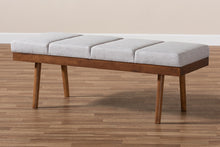 Load image into Gallery viewer, Baxton Studio Larisa Mid-Century Modern Grayish Beige Fabric Upholstered Wood Bench
