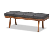 Load image into Gallery viewer, Baxton Studio Larisa Mid-Century Modern Charcoal Fabric Upholstered Wood Bench
