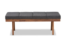 Load image into Gallery viewer, Baxton Studio Larisa Mid-Century Modern Charcoal Fabric Upholstered Wood Bench
