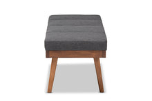 Load image into Gallery viewer, Baxton Studio Larisa Mid-Century Modern Charcoal Fabric Upholstered Wood Bench
