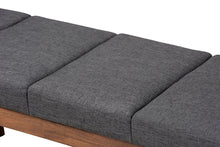 Load image into Gallery viewer, Baxton Studio Larisa Mid-Century Modern Charcoal Fabric Upholstered Wood Bench
