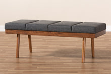 Load image into Gallery viewer, Baxton Studio Larisa Mid-Century Modern Charcoal Fabric Upholstered Wood Bench
