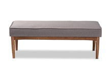 Load image into Gallery viewer, Baxton Studio Arvid Mid-Century Modern Gray Fabric Upholstered Wood Dining Bench
