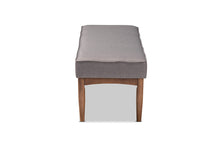 Load image into Gallery viewer, Baxton Studio Arvid Mid-Century Modern Gray Fabric Upholstered Wood Dining Bench
