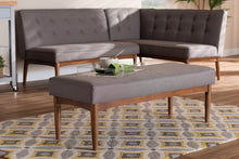 Load image into Gallery viewer, Baxton Studio Arvid Mid-Century Modern Gray Fabric Upholstered Wood Dining Bench
