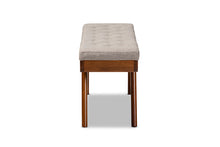 Load image into Gallery viewer, Baxton Studio Alona Mid-Century Modern Light Grey Fabric Upholstered Wood Dining Bench
