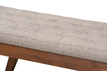 Load image into Gallery viewer, Baxton Studio Alona Mid-Century Modern Light Grey Fabric Upholstered Wood Dining Bench
