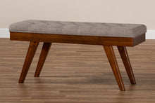 Load image into Gallery viewer, Baxton Studio Alona Mid-Century Modern Light Grey Fabric Upholstered Wood Dining Bench
