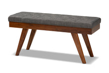 Load image into Gallery viewer, Baxton Studio Alona Mid-Century Modern Medium Grey Fabric Upholstered Wood Dining Bench
