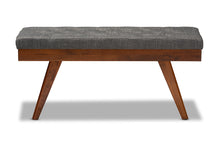 Load image into Gallery viewer, Baxton Studio Alona Mid-Century Modern Medium Grey Fabric Upholstered Wood Dining Bench
