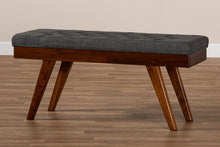 Load image into Gallery viewer, Baxton Studio Alona Mid-Century Modern Medium Grey Fabric Upholstered Wood Dining Bench
