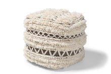 Load image into Gallery viewer, Baxton Studio Vesey Moroccan Inspired Beige and Brown Handwoven Wool Pouf Ottoman
