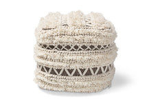 Load image into Gallery viewer, Baxton Studio Vesey Moroccan Inspired Beige and Brown Handwoven Wool Pouf Ottoman
