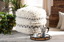 Load image into Gallery viewer, Baxton Studio Vesey Moroccan Inspired Beige and Brown Handwoven Wool Pouf Ottoman
