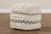 Load image into Gallery viewer, Baxton Studio Vesey Moroccan Inspired Beige and Brown Handwoven Wool Pouf Ottoman
