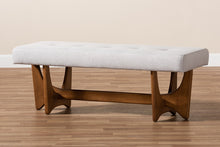 Load image into Gallery viewer, Baxton Studio Theo Mid-Century Modern Greyish Beige Fabric Upholstered Walnut Finished Bench
