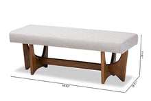 Load image into Gallery viewer, Baxton Studio Theo Mid-Century Modern Greyish Beige Fabric Upholstered Walnut Finished Bench
