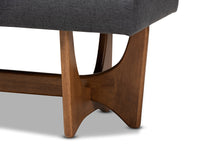 Load image into Gallery viewer, Baxton Studio Theo Mid-Century Modern Dark Grey Fabric Upholstered Walnut Finished Bench
