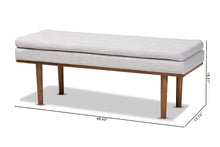 Load image into Gallery viewer, Baxton Studio Arne Mid-Century Modern Greyish Beige Fabric Upholstered Walnut Finished Bench
