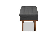 Load image into Gallery viewer, Baxton Studio Arne Mid-Century Modern Dark Grey Fabric Upholstered Walnut Finished Bench
