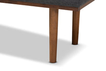 Load image into Gallery viewer, Baxton Studio Arne Mid-Century Modern Dark Grey Fabric Upholstered Walnut Finished Bench
