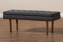 Load image into Gallery viewer, Baxton Studio Arne Mid-Century Modern Dark Grey Fabric Upholstered Walnut Finished Bench
