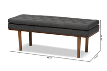 Load image into Gallery viewer, Baxton Studio Arne Mid-Century Modern Dark Grey Fabric Upholstered Walnut Finished Bench
