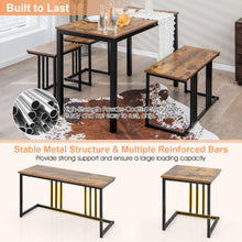 Load image into Gallery viewer, 4 Pieces Industrial Dining Table Set with Bench and 2 Stools-Brown
