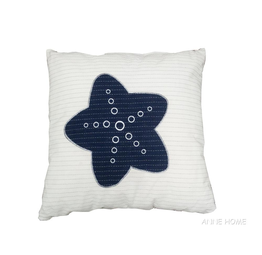 Anne Home - White Pillow Blue Star