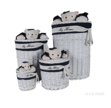 Load image into Gallery viewer, Anne Home - Set of 4 Oval Willow Baskets With Bear Design
