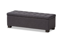 Load image into Gallery viewer, Baxton Studio Roanoke Modern and Contemporary Dark Grey Fabric Upholstered Grid-Tufting Storage Ottoman Bench
