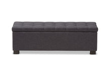 Load image into Gallery viewer, Baxton Studio Roanoke Modern and Contemporary Dark Grey Fabric Upholstered Grid-Tufting Storage Ottoman Bench
