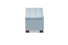 Load image into Gallery viewer, Baxton Studio Roanoke Modern and Contemporary Light Blue Fabric Upholstered Grid-Tufting Storage Ottoman Bench
