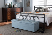 Load image into Gallery viewer, Baxton Studio Roanoke Modern and Contemporary Light Blue Fabric Upholstered Grid-Tufting Storage Ottoman Bench
