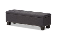 Load image into Gallery viewer, Baxton Studio Hannah Modern and Contemporary Dark Grey Fabric Upholstered Button-Tufting Storage Ottoman Bench
