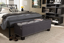 Load image into Gallery viewer, Baxton Studio Hannah Modern and Contemporary Dark Grey Fabric Upholstered Button-Tufting Storage Ottoman Bench
